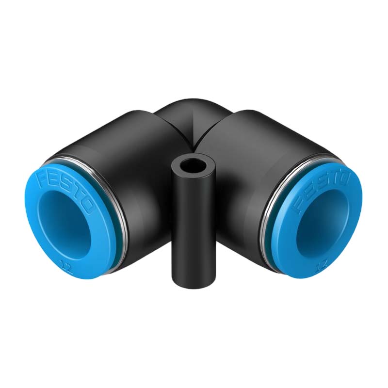 8 mm Pneumatik Schnell Steck Verbinder QS Winkel 90° blau/schwarz QS-4 (153032) - PN 14 bar