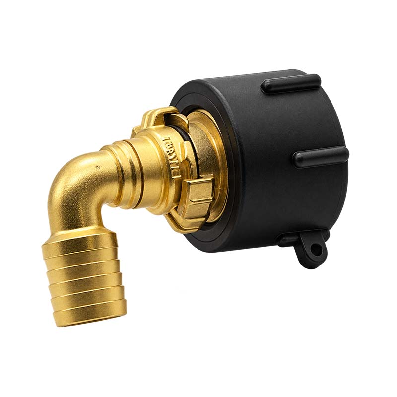 S60 x 6 IBC Adapter auf Schnellanschluss + 90° Kupplung drehbar 1 1/4" 32mm Container Tank Zubehör (GEKA kompatibel)