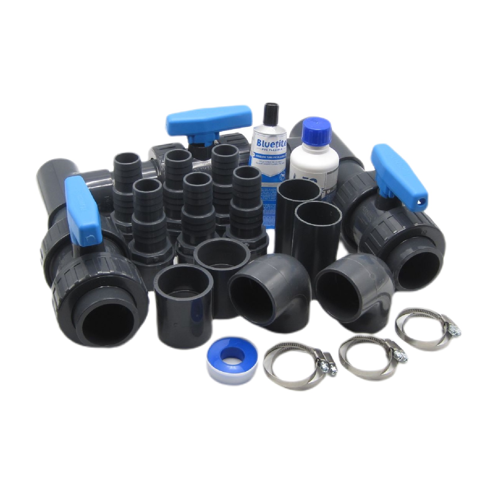 Pool Bypass-Set UNIVERSAL Wärmepumpe Schwimmbad Spa Solar Heizung 32-teilig