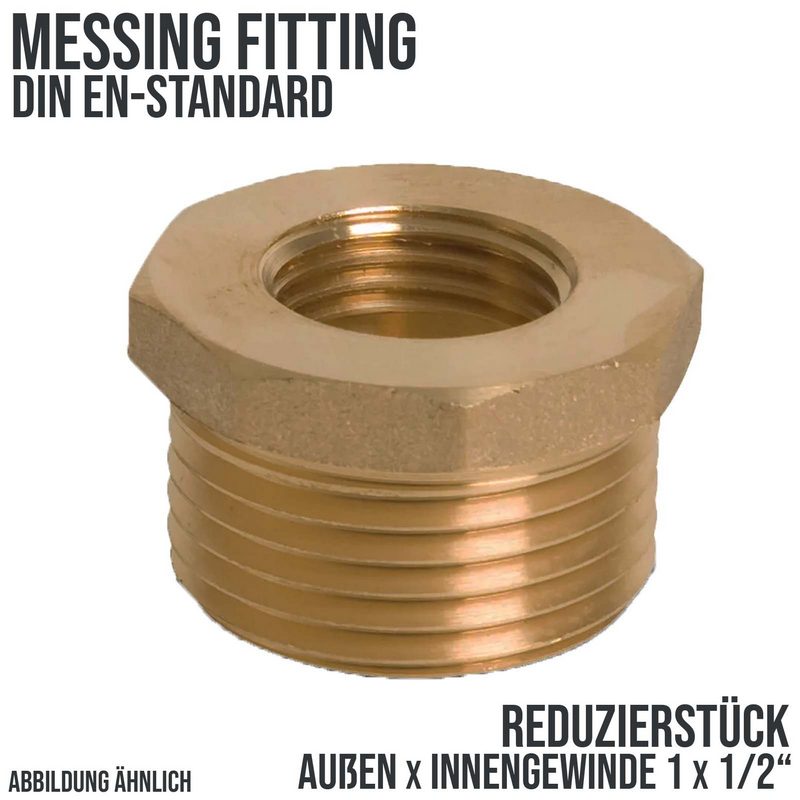 1" x 1/2" Reduzier Stück Nr. 241 Außen x Innengewinde AG x IG Messing Fittings PN 30 bar