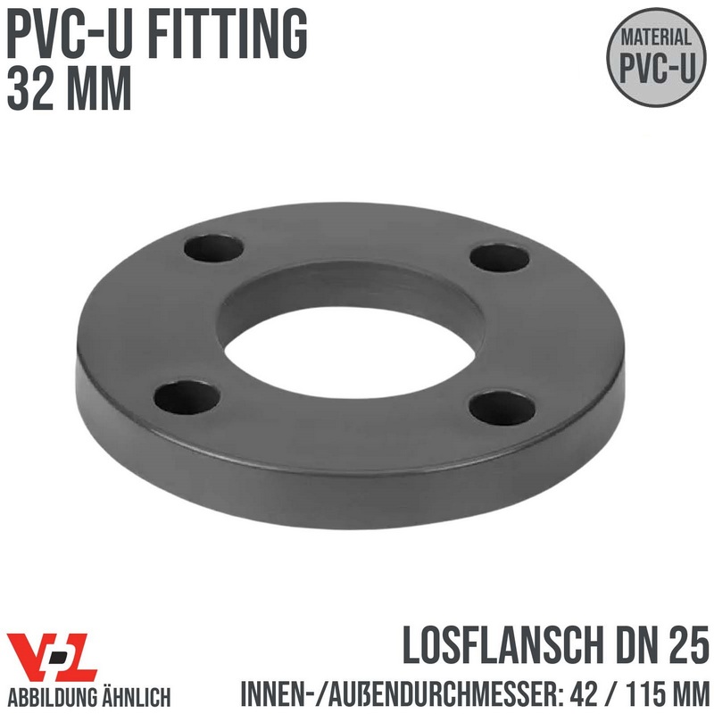 32 mm VDL PVC Klebe Fitting Los Flansch DN 25 - ID 42 mm / AD 115 mm - PN 10 bar