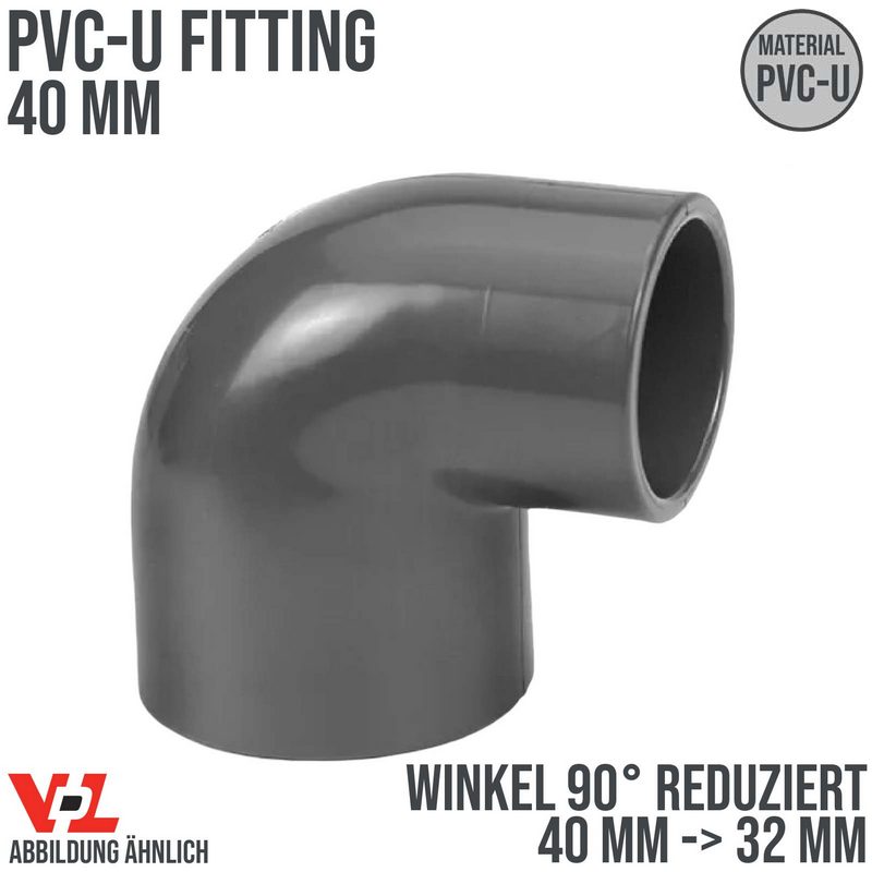 40 mm VDL PVC Klebe Fitting Winkel 90° reduziert 40 x 32 mm - PN 10 bar