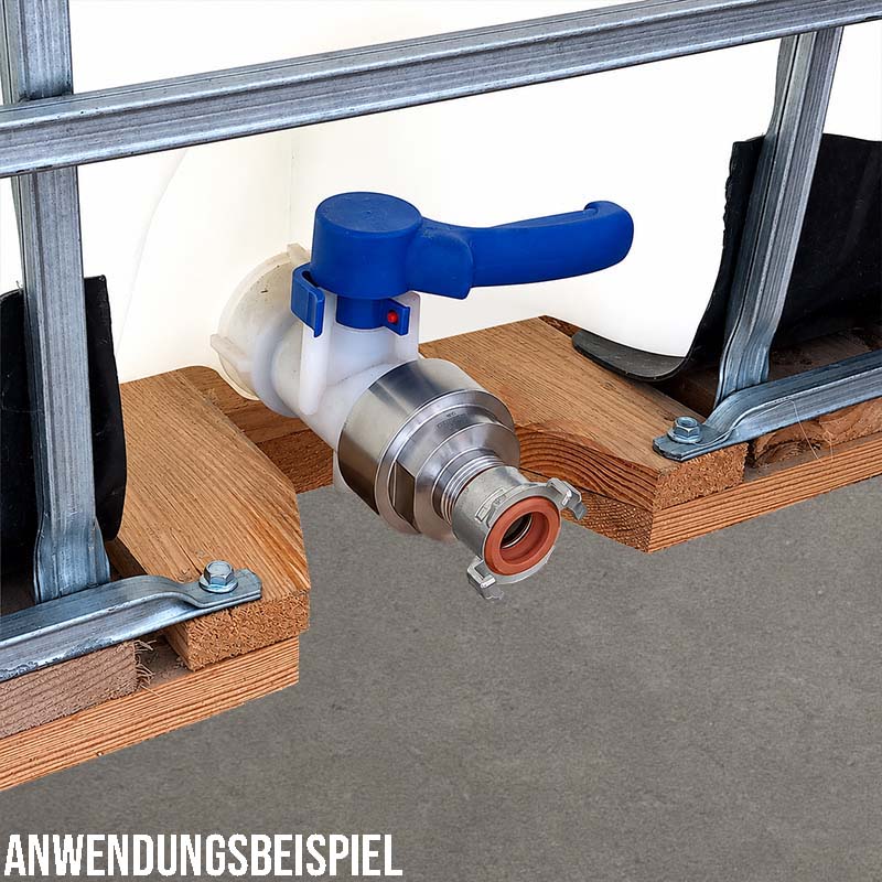 S60 x 6 IBC Container Edelstahl (AISI 316) V4A Schnellkupplung Anschluss Set - PN 16 bar