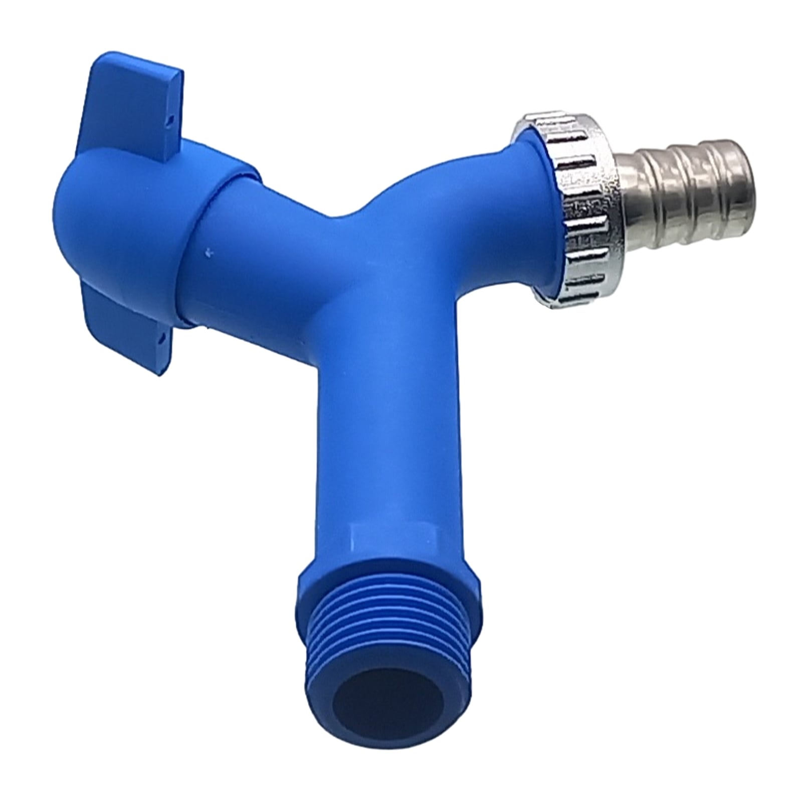 1/2" AG Kunstoff (PA 6) Auslauf Ventil Wasser Hahn Tülle 15 mm KTW - blau