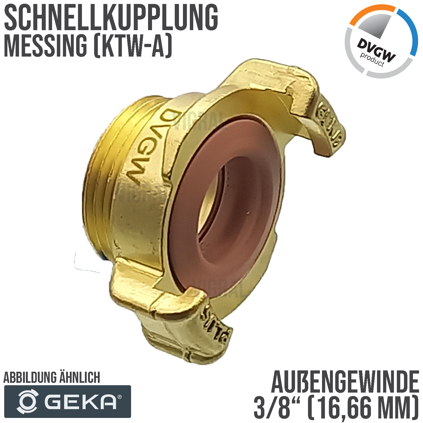 3/8" GEKA plus Schnell Kupplung Gewindestück Außengewinde AG Messing KTW-A DVGW - PN 40 bar