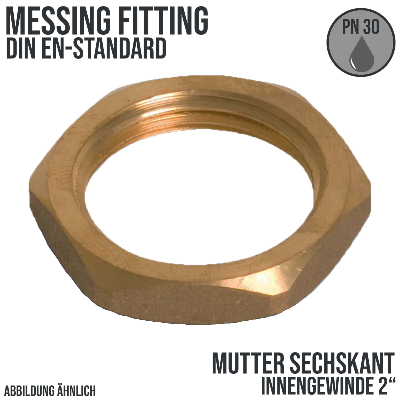 2" Sechskant-Mutter Innengewinde IG Messing Fittings PN 30 bar