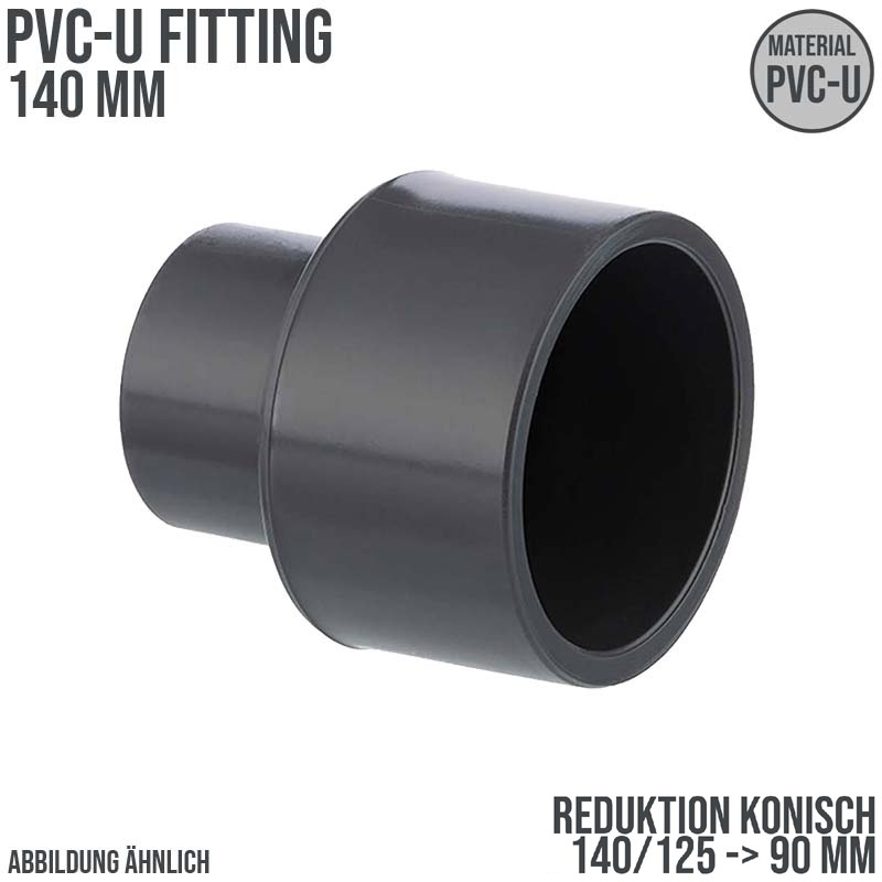 140 x 125 x 90 mm PVC Klebe Fitting Reduktion Reduzierer konisch Muffe Verbinder - PN 16 bar