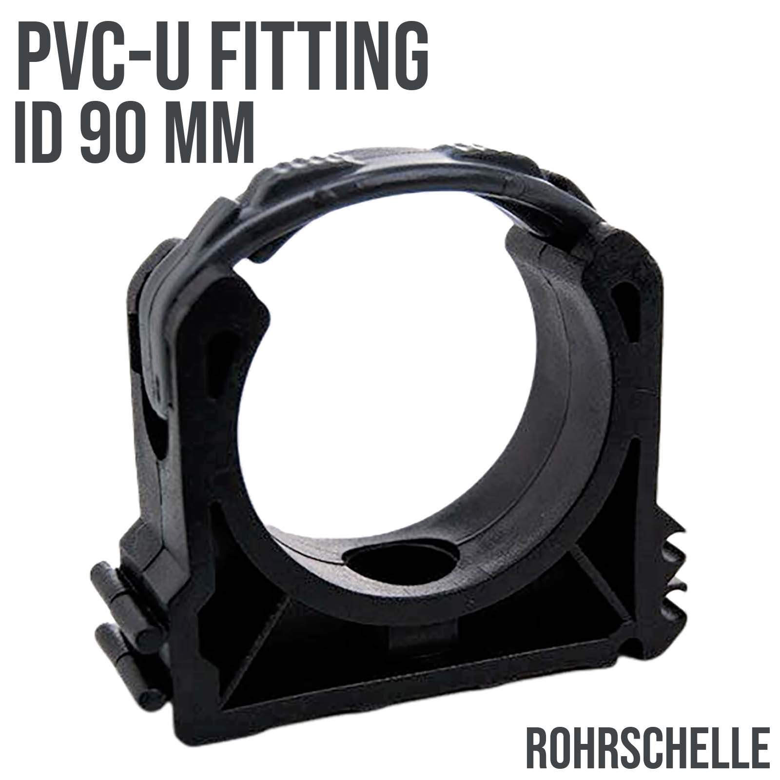 90 mm PVC Klebe Fitting Rohr Schelle Halter Klemme Clip geschlossen