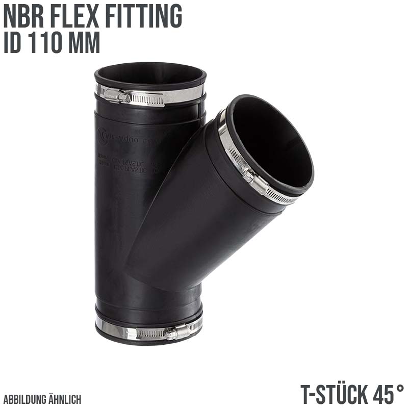 110 mm NBR Flex Fitting T-Stück 45° Verbinder Reparatur (Klemmbereich 100 - 112 mm)