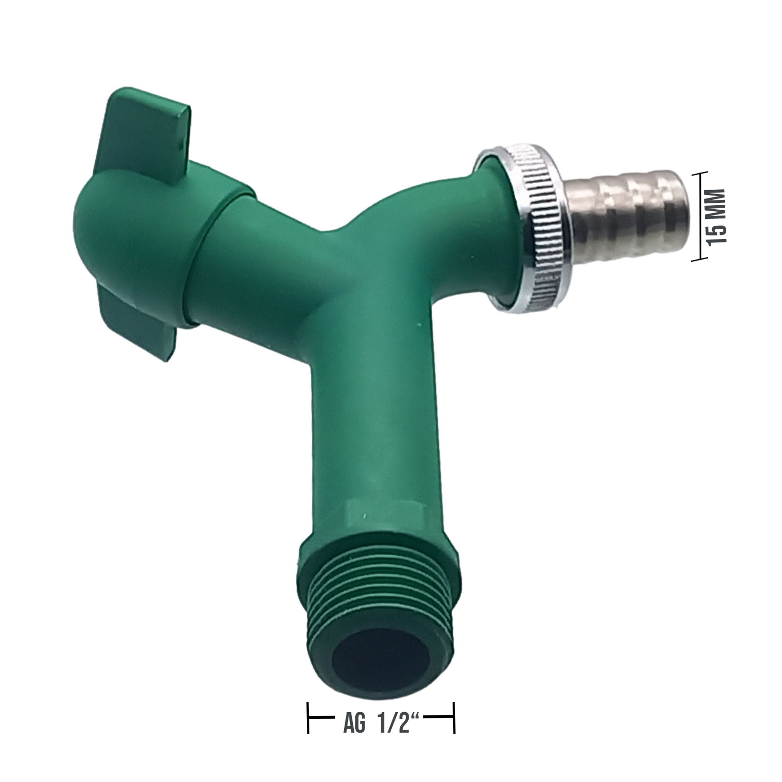 1/2" AG Kunstoff (PA 6) Auslauf Ventil Wasser Hahn Tülle 15 mm KTW - blau