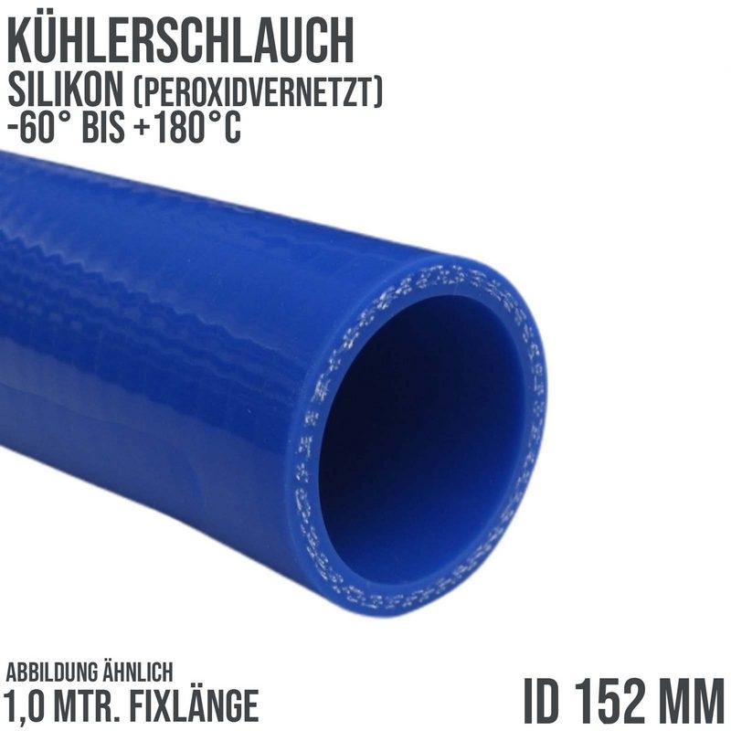 152 x 162 mm Kühler Silikon LLK Ladeluft Kühlmittel Schlauch blau PN 4,0 bar - Fixlänge 1 m