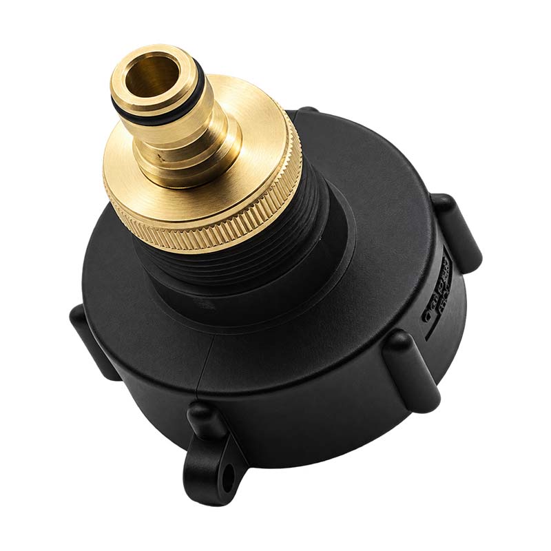 S60 x 6 IBC Adapter auf Click-Hahnanschluss Quick Connect - Messing
