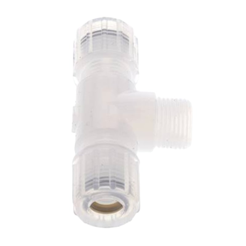 10 x 8 mm x 3/8" T-Stück 90° Kupplung Aussengewinde PFA Verschraubung PA PP Schlauch FDA - PN 10 bar