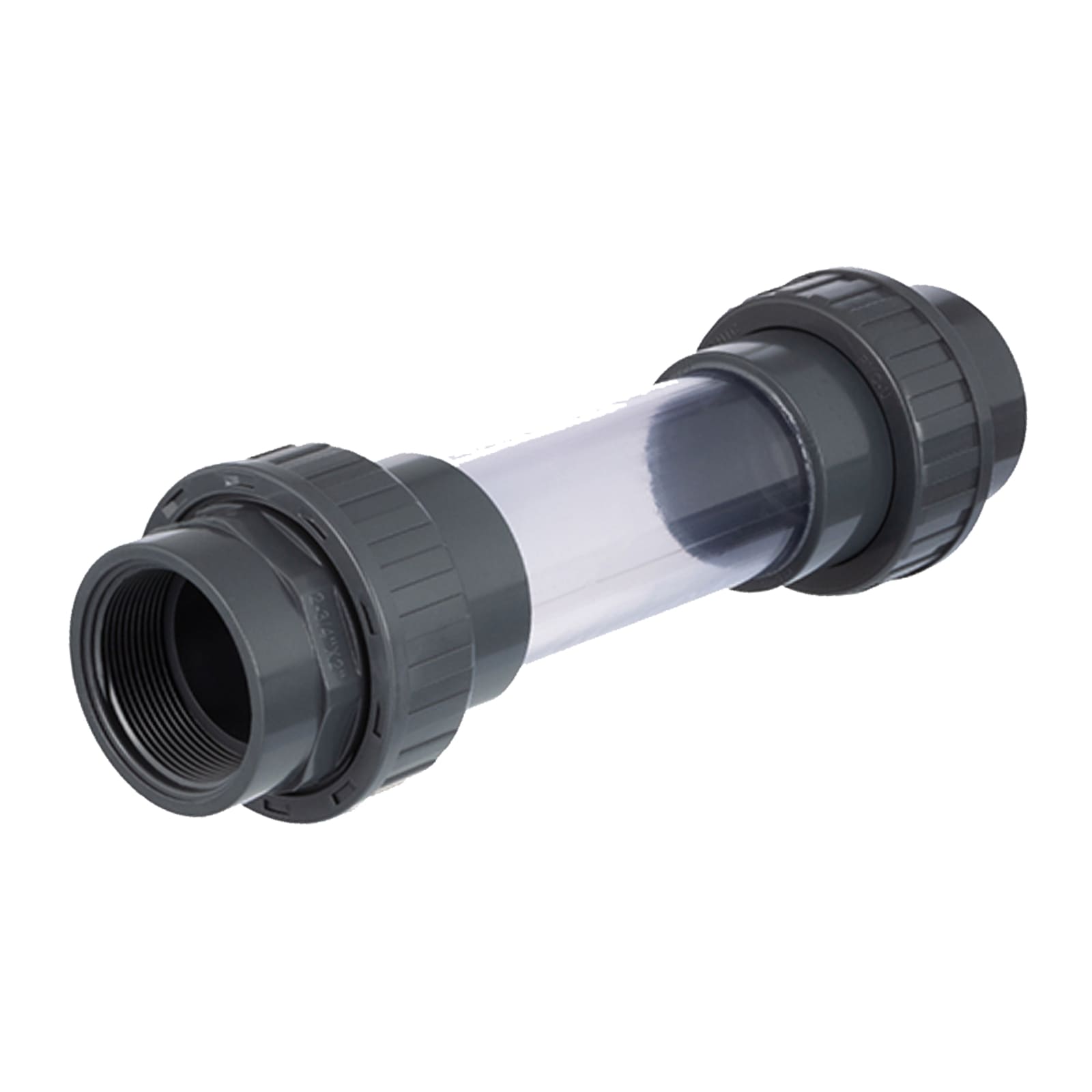 2" PVC Sicht Schau Glas rund 2-fach Innengewinde IG PN 10 bar