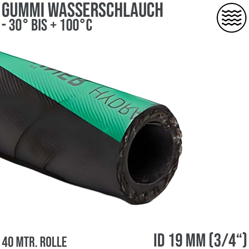 19 mm 3/4" Gummi Wasser Garten Hochdruck Schlauch HYDRACORD PN 30 bar - 40 m