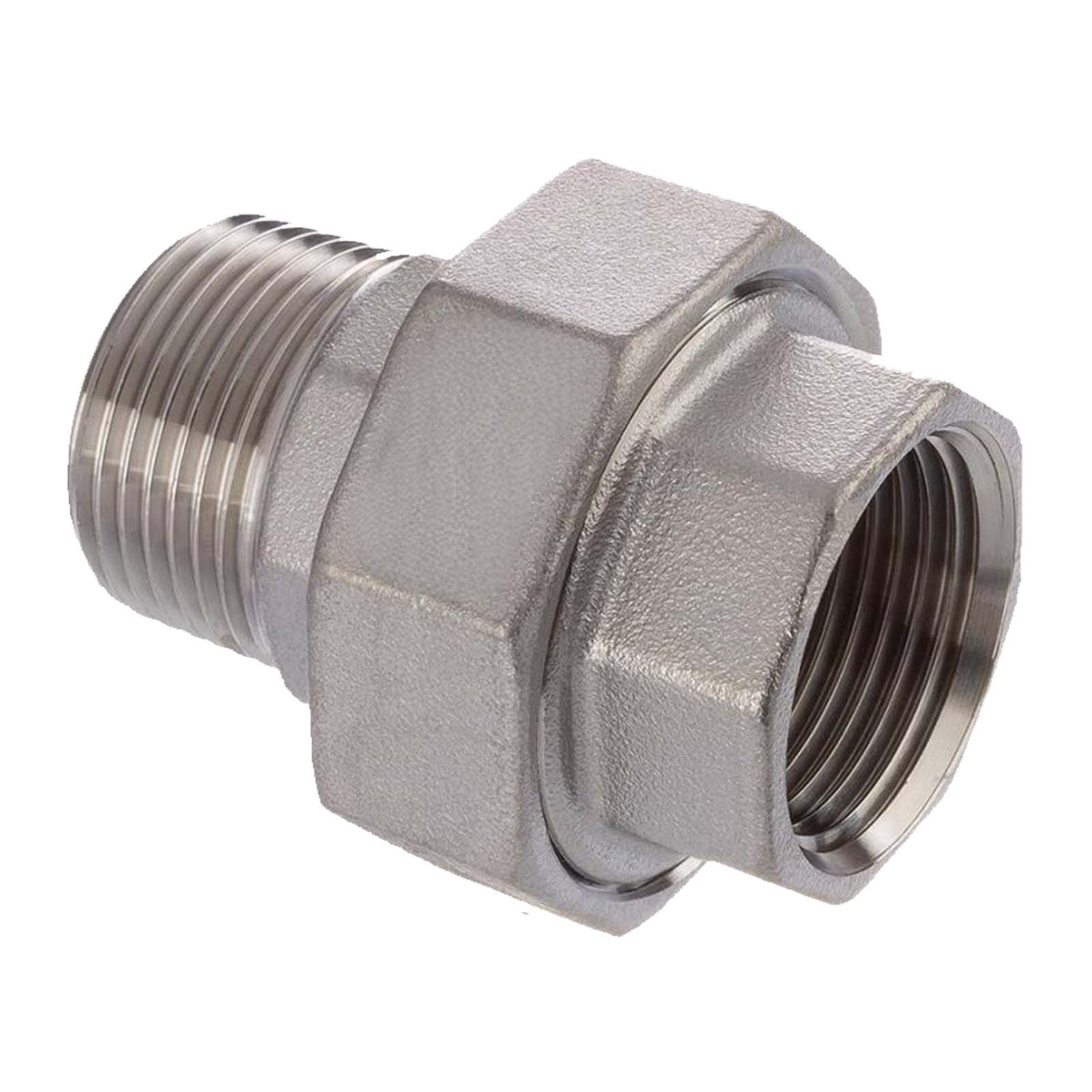 4" Edelstahl Fitting V4A AISI 316 Verschraubung Innen x Außengewinde IG x AG flach dichtend  - PN 16 bar