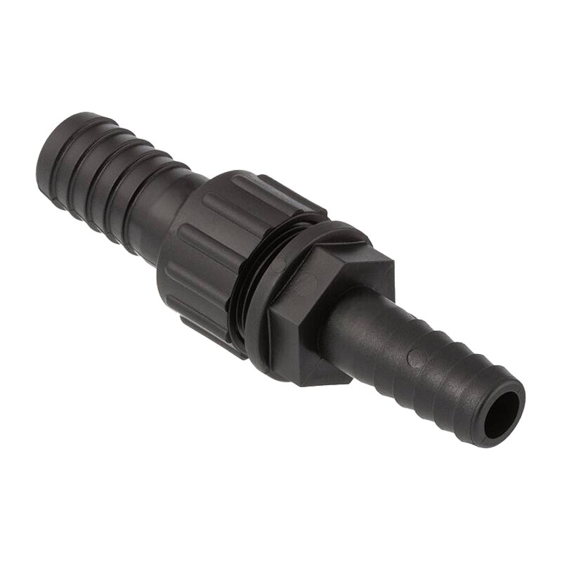 20 x 16 mm Schlauch Verschraubung reduziert 2-fach Stutzen Tülle Pool Teich Garten PP schwarz - PN 6 bar