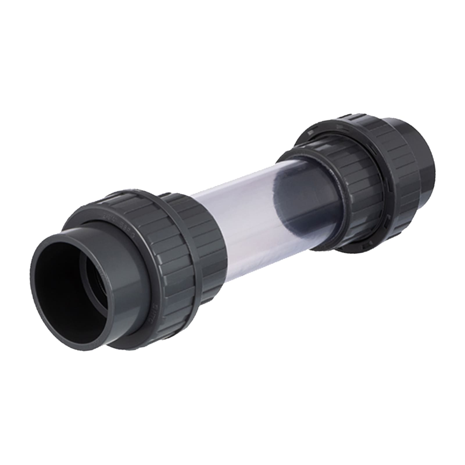 110 mm PVC Sicht Schau Glas rund 2-fach Klebe Muffe PN 10 bar