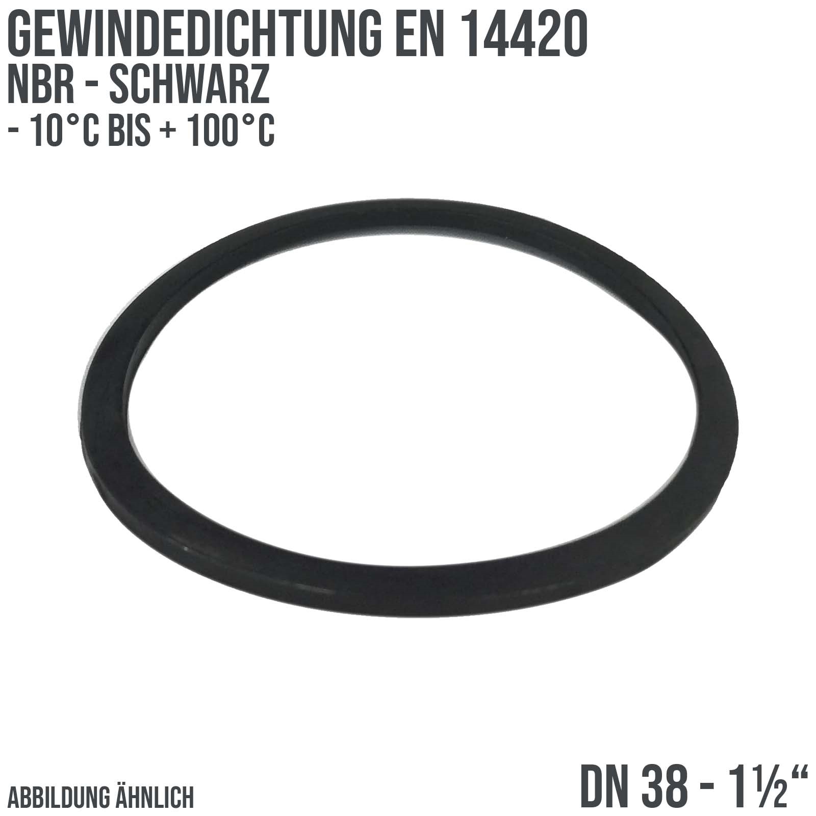 1 1/2" Zoll Gewindedichtung EN 14420 NBR schwarz DN 38