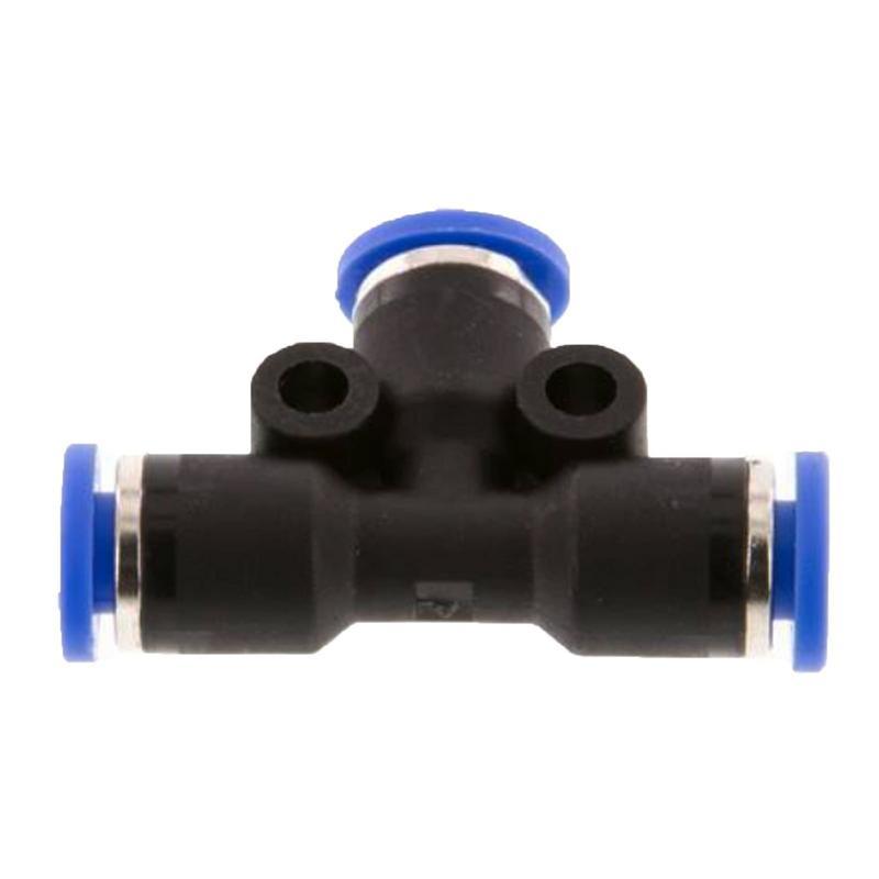 16 mm Pneumatik Steck Verbinder IQS T-Stück 90° blau/schwarz PA PU Schlauch - PN 20 bar
