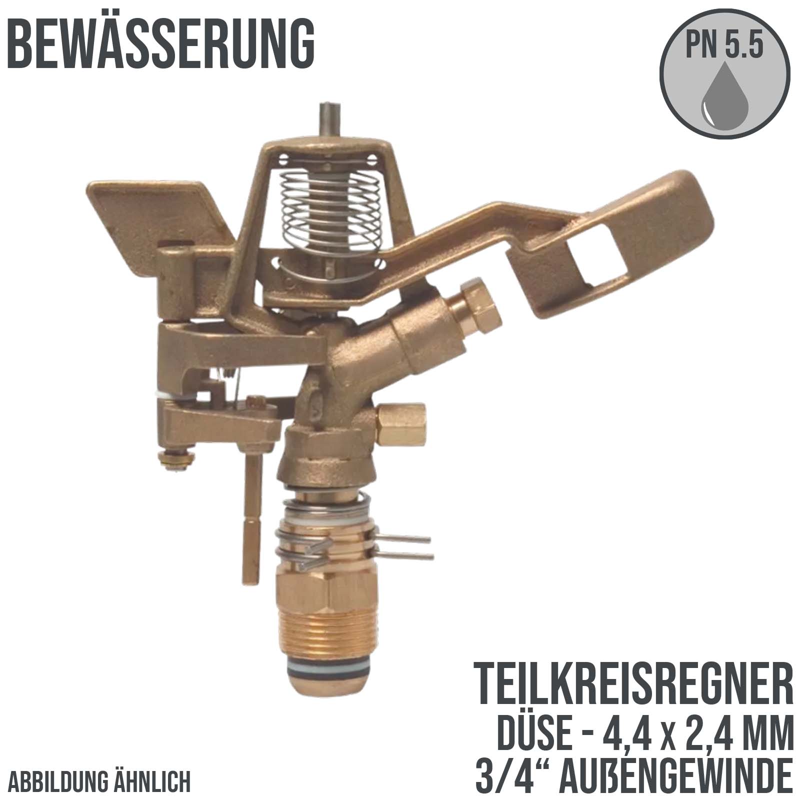 Teil Kreis Segment Regner Außengewinde AG 3/4" Düse 4,4 x 2,4 mm Messing - PN 4.5 bar