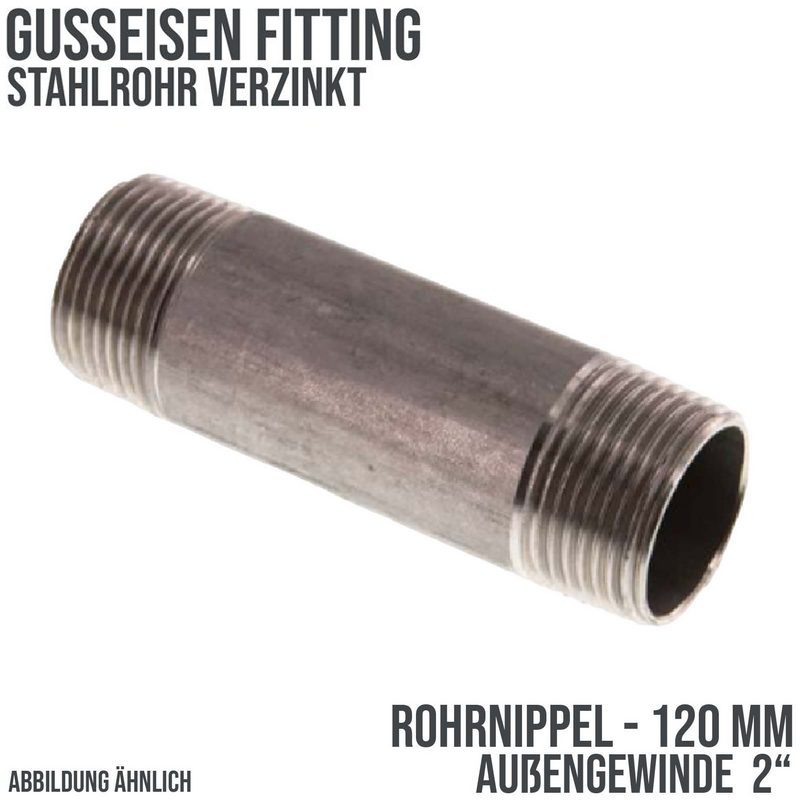 2" Rohrnippel Nr. 23 Stahl verzinkt 120 mm Außen x Außengewinde AG Fittings - PN 16 bar