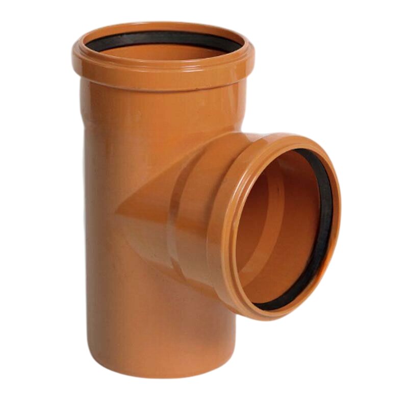 250 mm PVC T-Stück 87° Abzweig Abfluß Abwasser HT KG Rohr SN4 Steckmuffe x Stutzen rostbraun