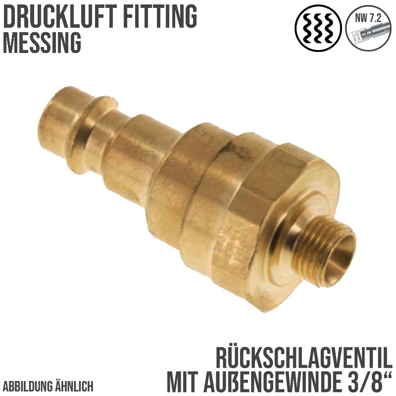 3/8 " Druckluft Stecker Nippel Einsteck Anschluss NW 7,2 mit Außengewinde (AG) Rückschlagventil