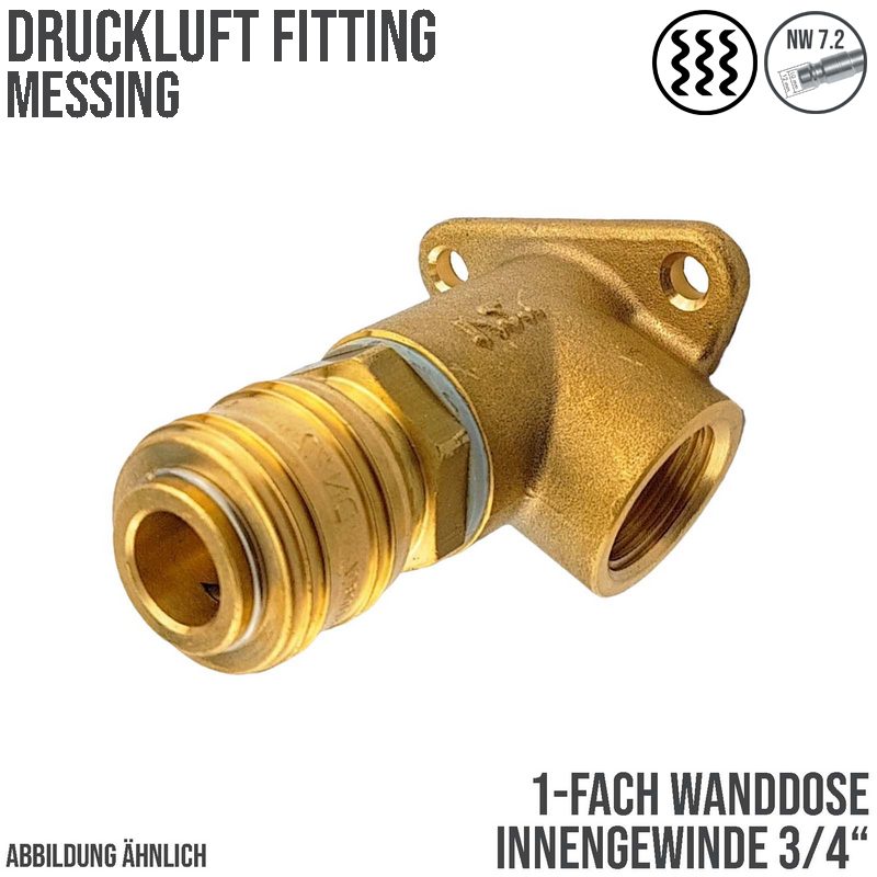 3/4" Wand Verteiler Dose Innengewinde IG auf 1-fach Kupplungdose NW 7,2 Messing