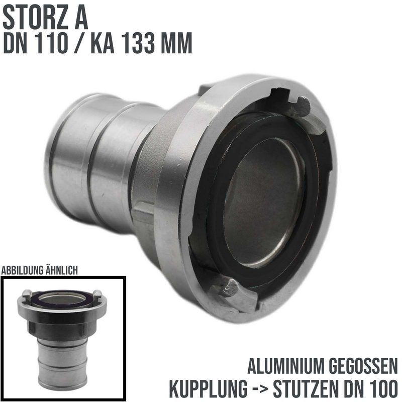STORZ A DN 110 KA 133 Saug Druck Kupplung -> Stutzen Tülle 100 mm Bau Feuerwehr Schlauch Aluminium - PN 10 bar