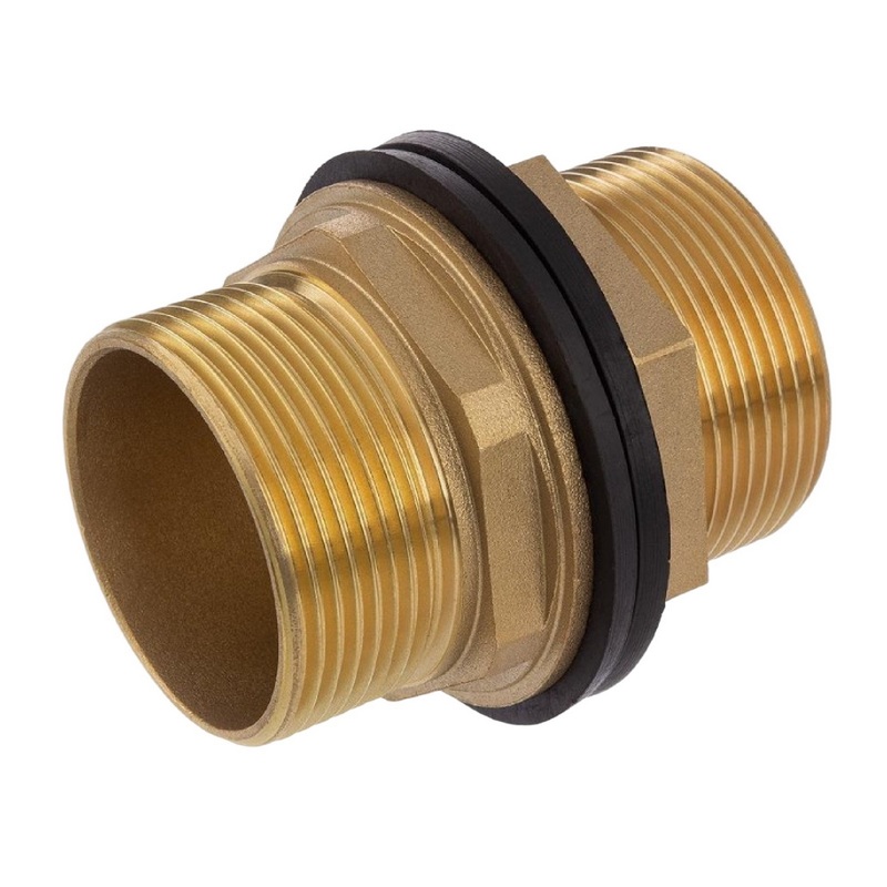1" Tank Regen Tonnen Durchführung Connector Messing 2-fach Außengewinde  - PN 16 bar