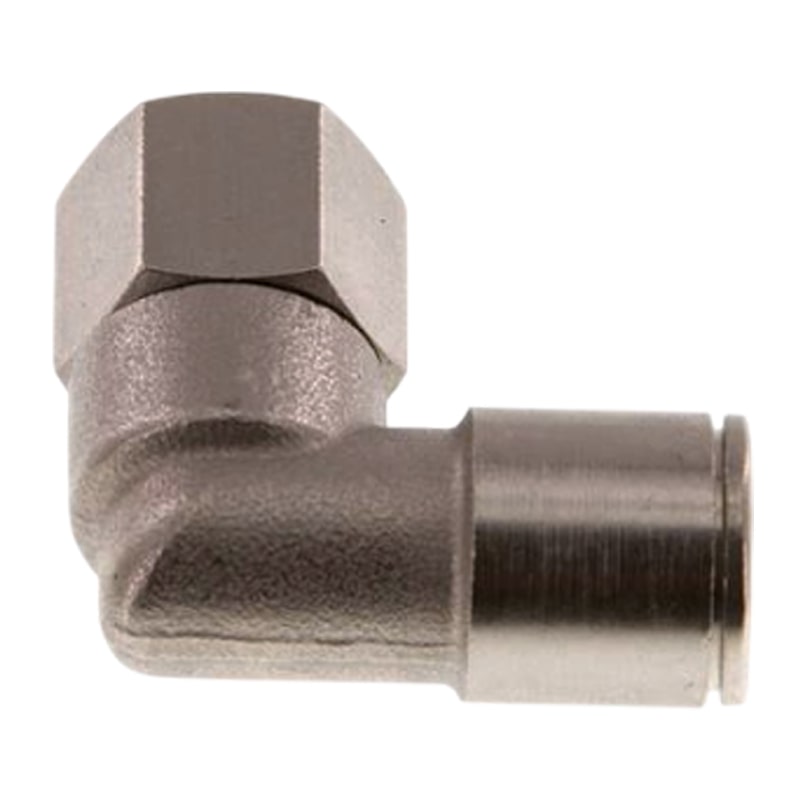 10 mm x 1/4" Pneumatik Steck Verbinder Winkel 90° IQS MSV Messing Innengewinde - PN 16 bar