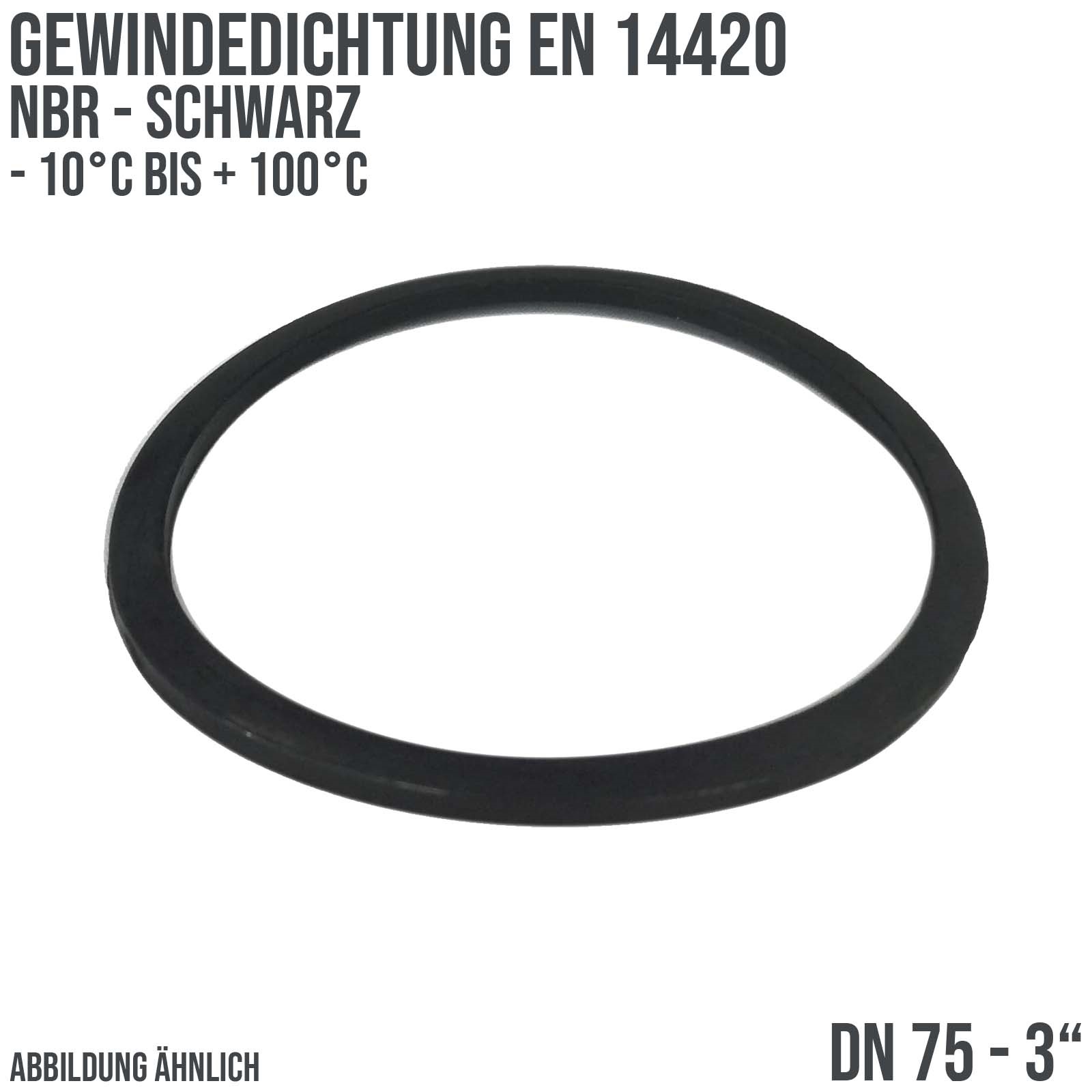 3" Zoll Gewindedichtung EN 14420 NBR schwarz DN 75