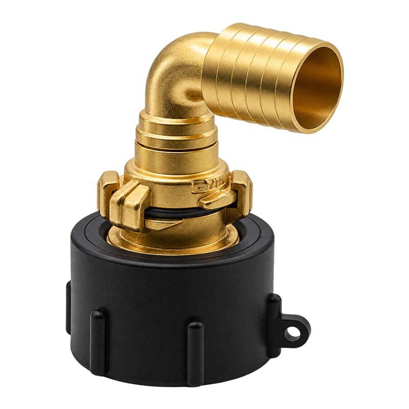 S60 x 6 IBC Adapter auf Schnellanschluss + 90° Kupplung drehbar 1 1/4" 32mm Container Tank Zubehör (GEKA kompatibel)