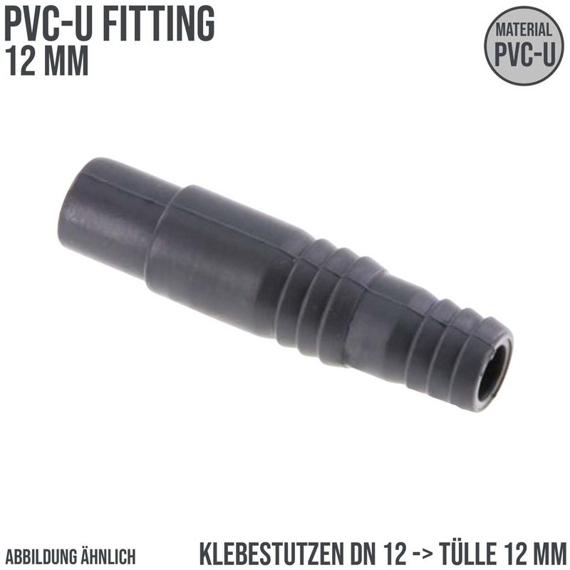 12 mm PVC Klebefitting Schlauch Klebe Tülle Stutzen Verbinder Pool Teich DN12 -> 12 mm - PN 10 bar