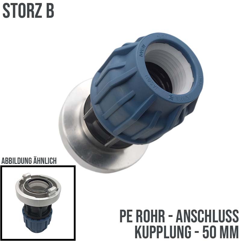 STORZ B DN 75 KA 89 Übergangsstück Adapter -> 50 mm PE Kupplung Rohr Klebeschlauch