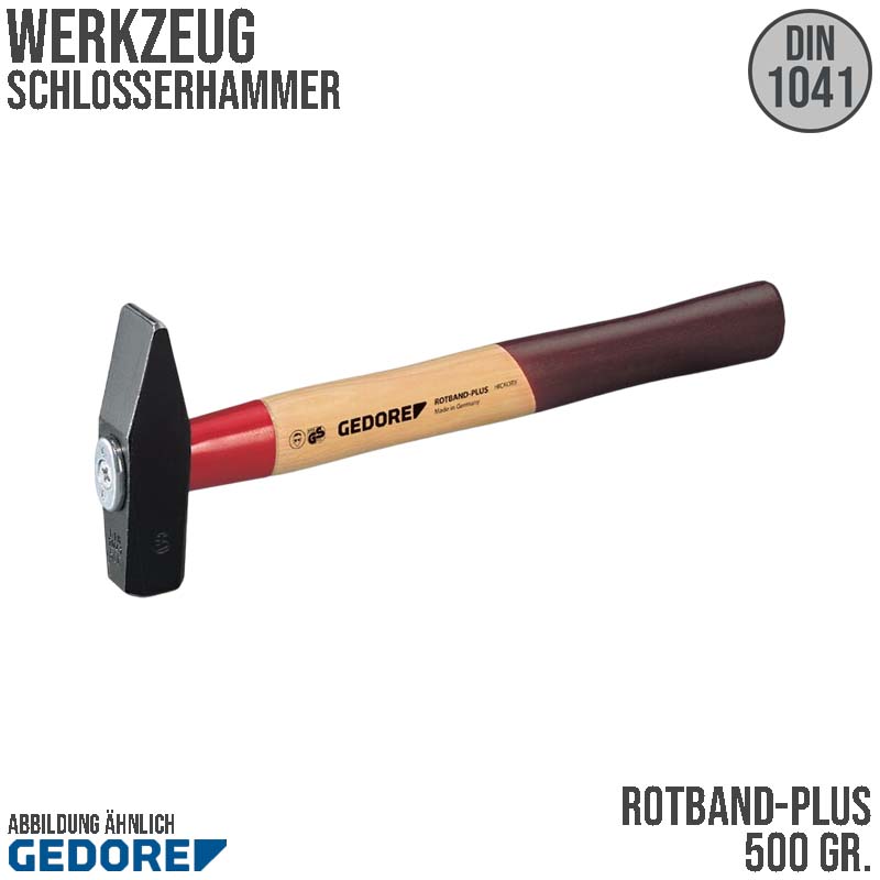 500 g Sicherheits Schlosser Hammer "ROTBAND-PLUS" Hickory-Stiel Stahl geschmiedet GEDORE DIN 1041
