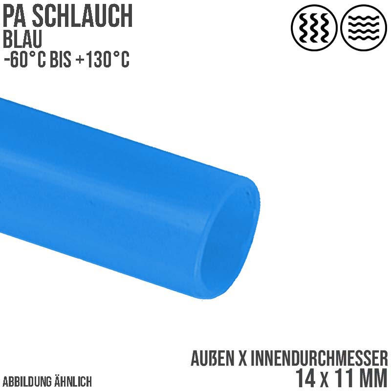 14 x 11 mm Polyamid PA Pneumatik Schlauch blau - PN 16 bar