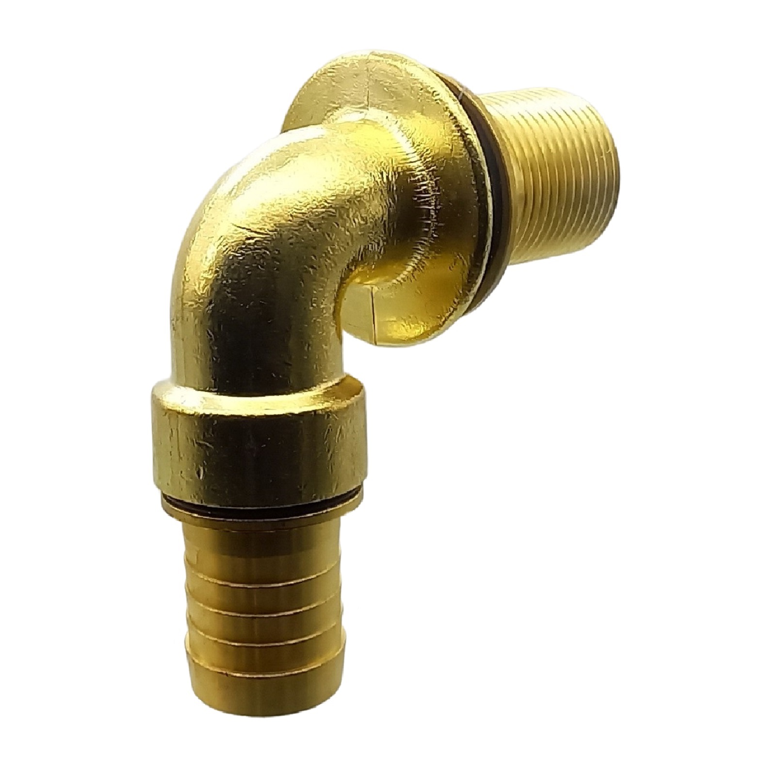90° Tank Regen Tonnen Durchführung Messing Schlauch Tülle Stutzen 25mm (1") - Anschuss Set PN 10 bar