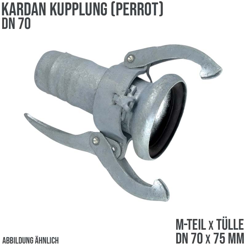 DN 70 Kardan Perrot Kupplung M-Teil mit Tülle Stutzen 75 mm Gülle Schlamm Schlauch