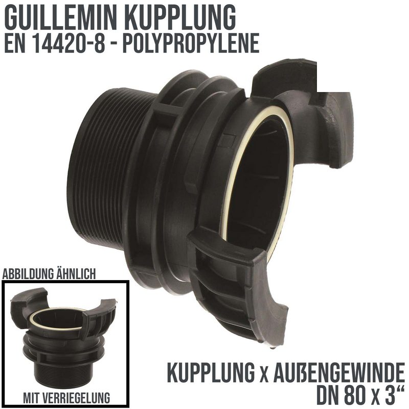 DN 80 Guillemin Kupplung Verriegelung BSPP Außengewinde AG 3" Polypropylene (PP) - PN 16 bar