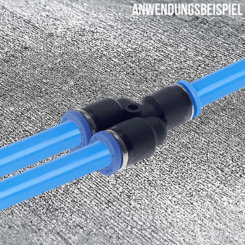 16 mm Pneumatik Steck Verbinder IQS Y-Stück blau/schwarz PA PU Schlauch - PN 20 bar