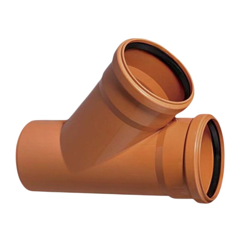 315 mm PVC T-Stück 45° Abzweig Abfluß Abwasser HT KG Rohr SN4 Steckmuffe x Stutzen rostbraun