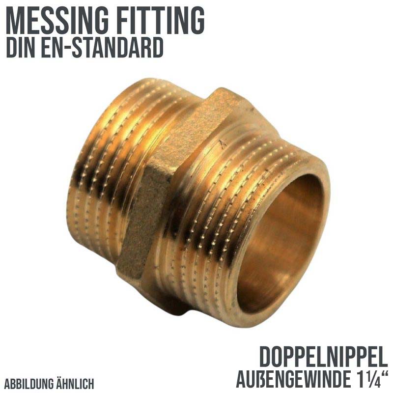 1 1/4" Doppelnippel Nr. 280 Aussen x Aussengewinde  AG Messing Fittings PN 30 bar