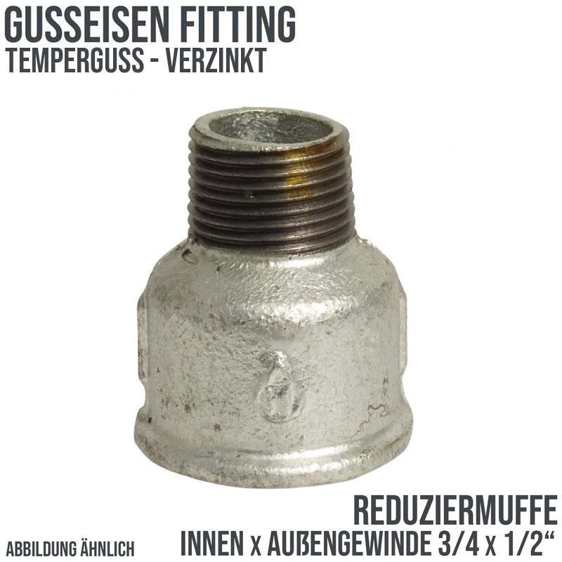 3/4" x 1/2" Gusseisen Temperguss Reduziermuffe Nr. 246 Innen x Außengewinde PN 25 bar