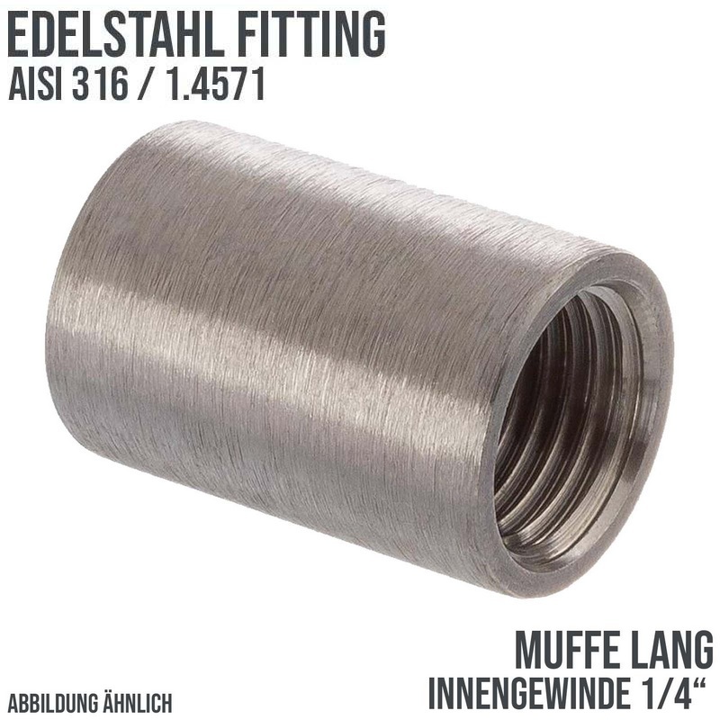1/4" Edelstahl Fitting V4A AISI 316 Nr. 270 - Muffe lang (24,5 mm) Innengewinde IG - PN 16 bar