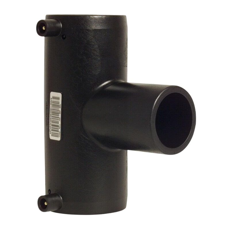 50 mm PE 100 Elektro Schweiß Fitting T-Stück 90° 2-fach Muffe x Stutzen SDR 11 DVGW 24 VAC schwarz