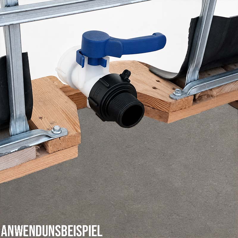 S60 x 6 IBC Adapter mit Außengewinde AG 1 1/2" Container Fass Tank Zubehör PN10 bar