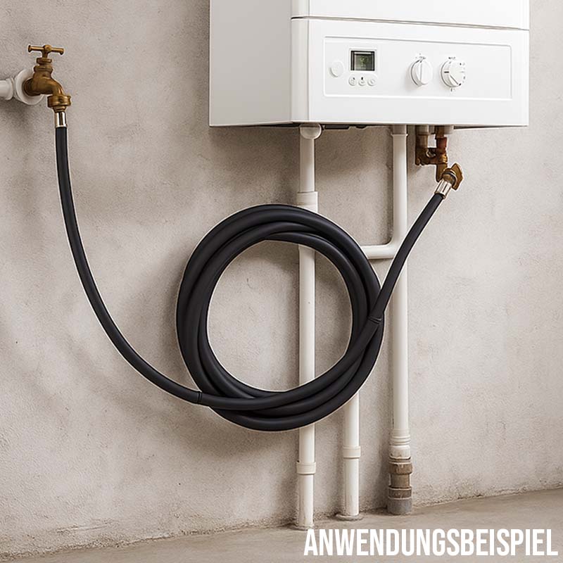 1,0 m Heizungs Füll Wasser Heizkörper Radiator Sanitär Schlauch schwarz - 3/4" Anschluss - PN 8 bar