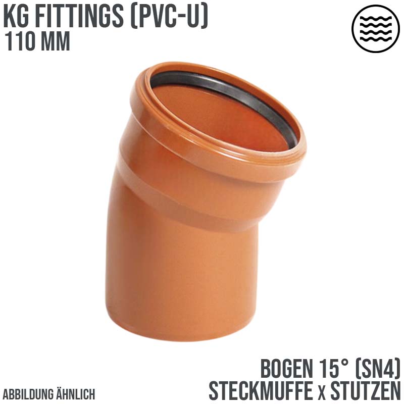 110 mm PVC Bogen 15° Abzweig Abfluß Abwasser HT KG Rohr SN4 Steckmuffe x Stutzen rostbraun